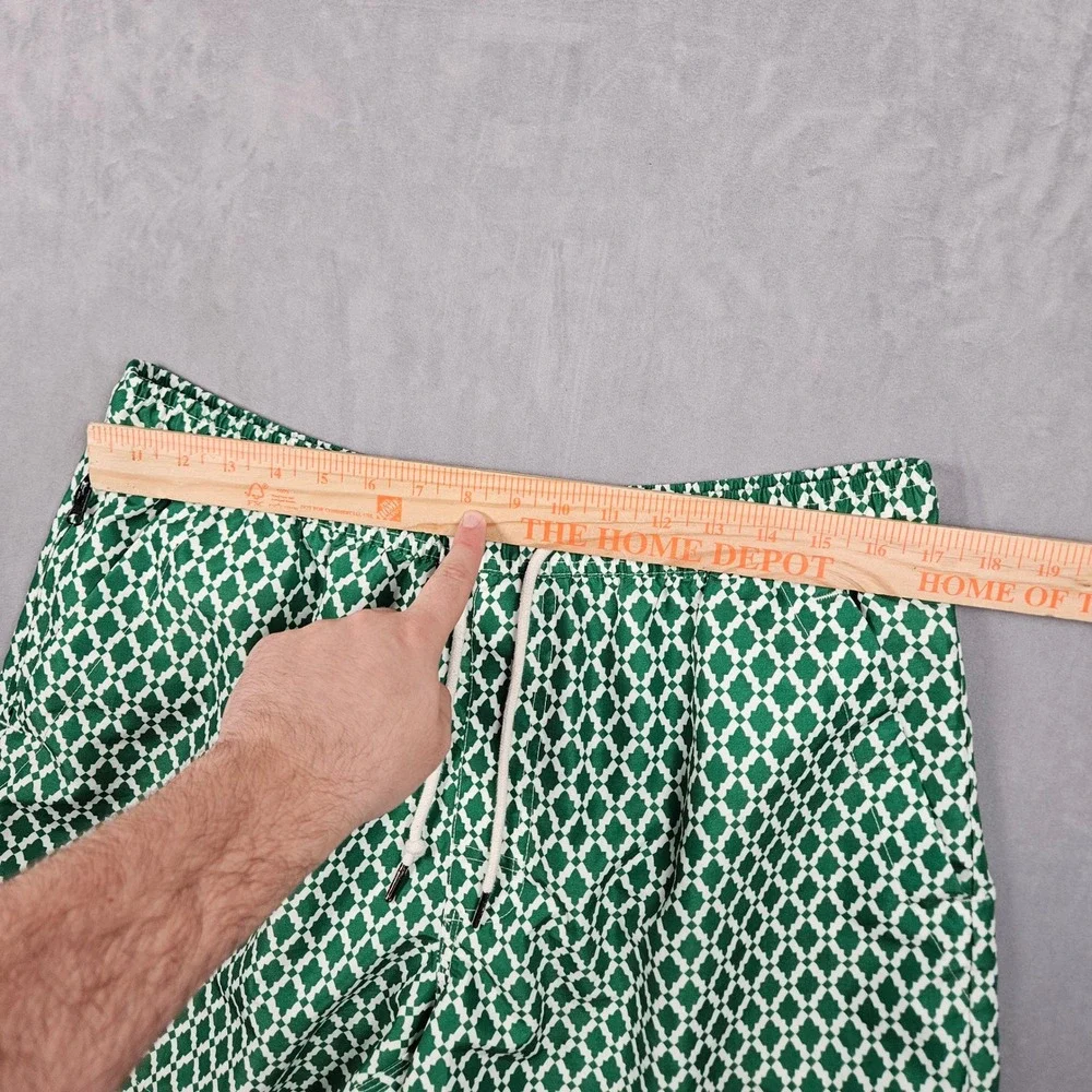 OAS Swim Trunks‎ Mens XXL Green Patterned Geometric Mesh Lined Zip Pocket Shorts